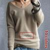 Wool, Pure Cashmere, Sweaters for Women, Sexy V-neck, Pullover, Loose, 100% Wool, Batwing Sleeve, Knitted Tops, Jumper, Pullover, Elasticity