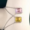 BELLA BOX Ярко-розовый/желтый кулон с фианитом, ожерелье для женщин, серебряный цвет, О-цепочка, модные нежные аксессуары для вечеринок для девочек, ювелирные изделия