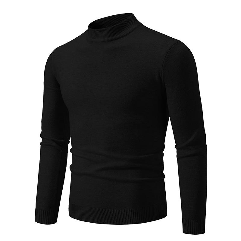 New Autumn And Winter Men'S Semi-Turtleneck Casual Knitted Slim-Fit Solid-Color Sweater Men'S Bottoming Shirt