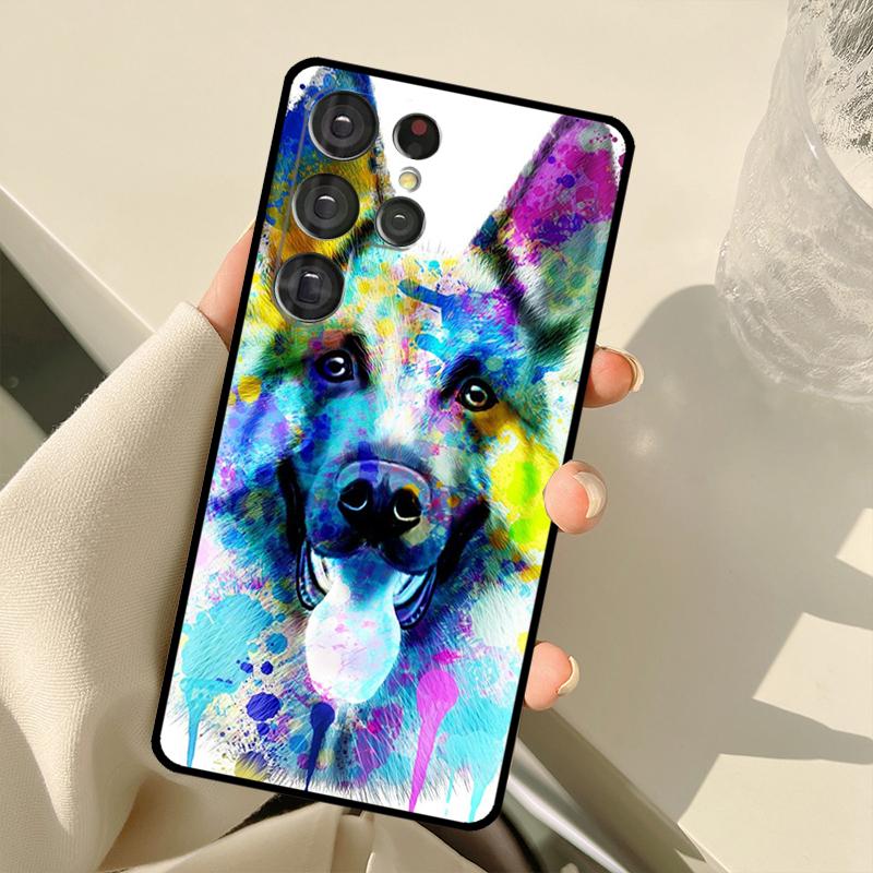 Мультяшный чехол с собакой Немецкая овчарка для Samsung Galaxy S23 Ultra S21 S22 S24 S25 Ultra S9 S10 Plus S25 FE S20 FE Задняя крышка