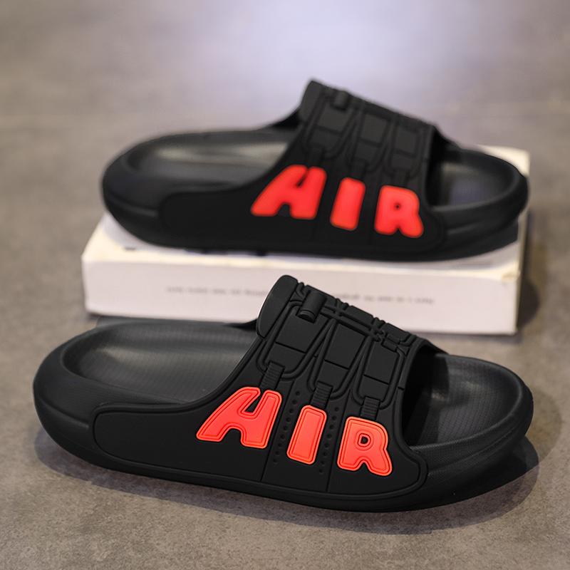 Модные мужские тапочки Летние модные пляжные тапочки на толстой подошве Нескользящие мягкие сандалии для ванной Простые красивые тапочки с буквами