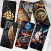 Винтажная иллюстрация компаса Чехол Для Samsung A41 A35 A34 A33 A32 A25 A24 A23 A21s A06 A05 A04 A03 Note 10 20 Ultra 5G Черный