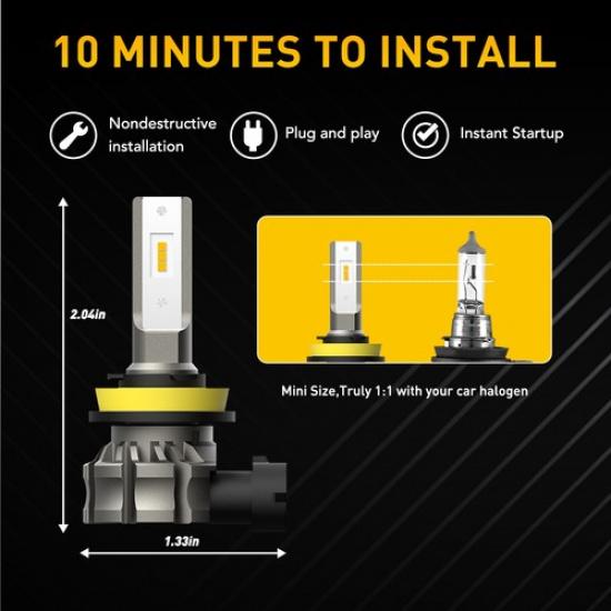 AUXITO CANBUS H16 H11 H8 Светодиодные противотуманные фары Янтарные 3000K Желтые Комплект для переоборудования