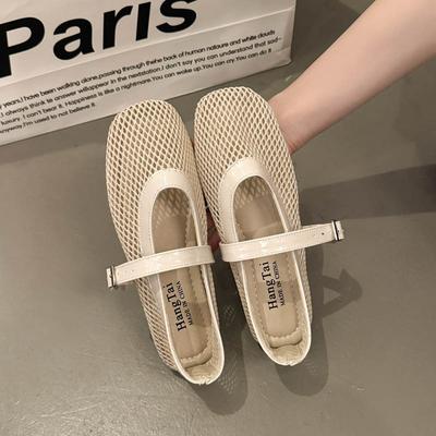 Балетки женские туфли на плоской подошве с перфорацией Мэри Джейн одинарные туфли обувь-рыболовная сетка летние новые сандалии женские сетчатые туфли