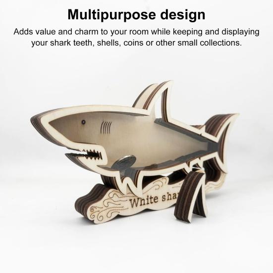Витрина для зубов акулы, деревянная акула, теневая коробка, настольная коллекционная витрина для коллекционеров монет и любителей акул