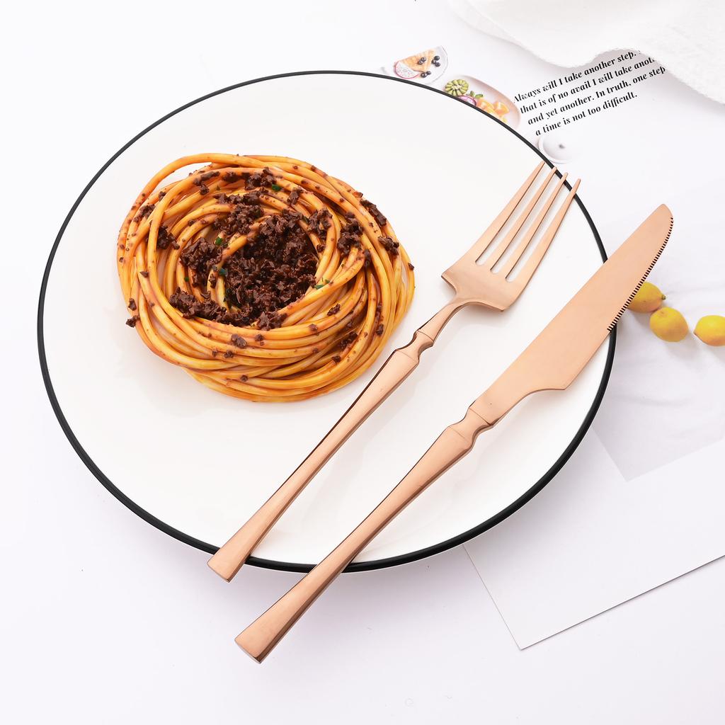 20Pcs (5set) Luxury Pink Gold Dinnerware Set Stainless Steel Flatware Cutlery Set Kitchen Fork Knife Spoon Tableware Silverware Set