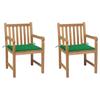 Day and Night - Day and Night Garden Chairs 2 Pcs Solid Teak Wood with Green Cushions