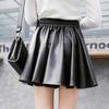 Women Faux Leather Skirt High Waist Elastic Waist Solid Color Soft Pleated Skirt Breathable Smooth Above Knee Length Club Nightclub Short Mini Skirt