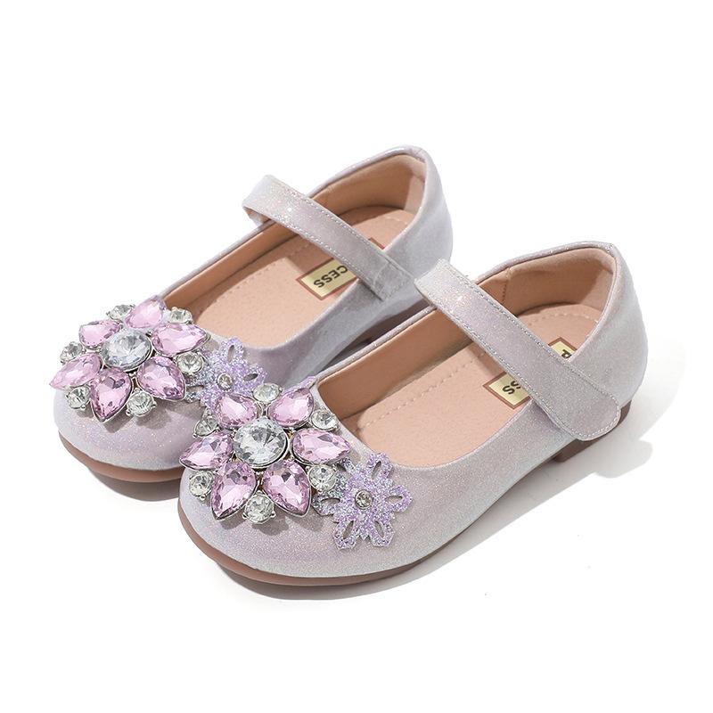 Обувь для девочек принцессы Детские кожаные туфли Ботинки с кристаллами Туфли для маленьких девочек