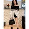 Spring Womens Off Shoulder Knit Shirt With 3d Pattern For Casual Wear