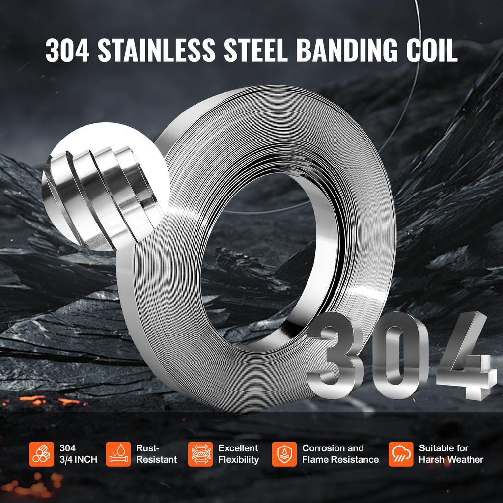 SucceBuy Pallet Banding Strapping Kit 100ft with Strapping Tensioner Packaging Tool 100 Metal Seals for Warehouses Packing