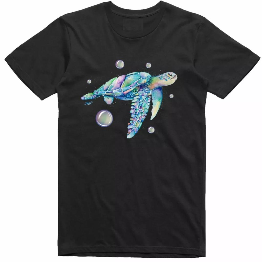 100% cotton TOPS UNISEX TEES MENS WOMENS Psychedelic Turtle Nature Print Regular Fit T Shirt