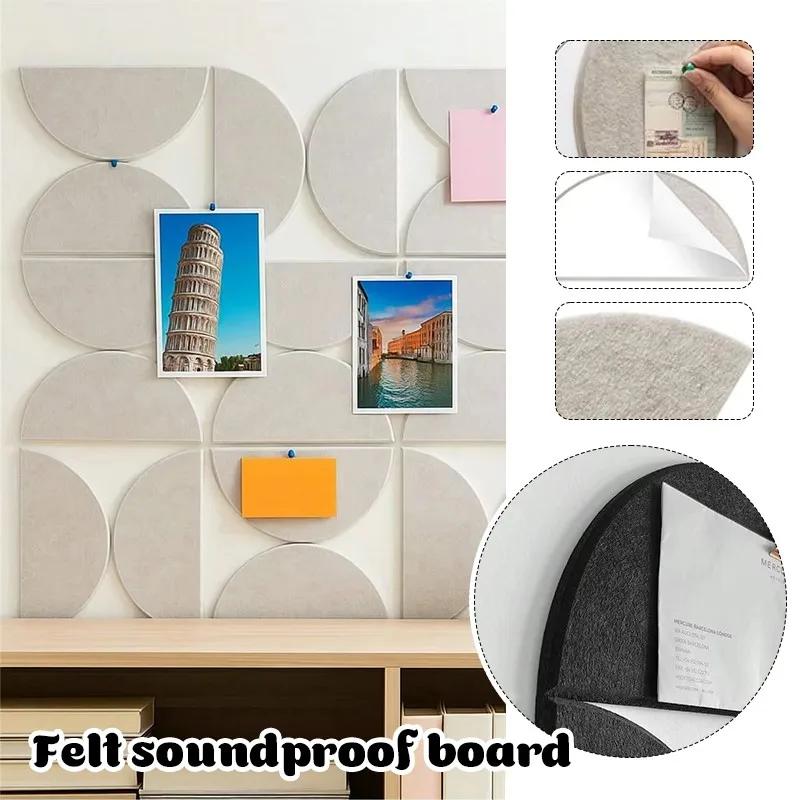 12pcs/set Felt Wall Sticker Soundproof Semicircle Self-Adhesive Wall Panels Peel and Stick for Studio Home Office Decoration
