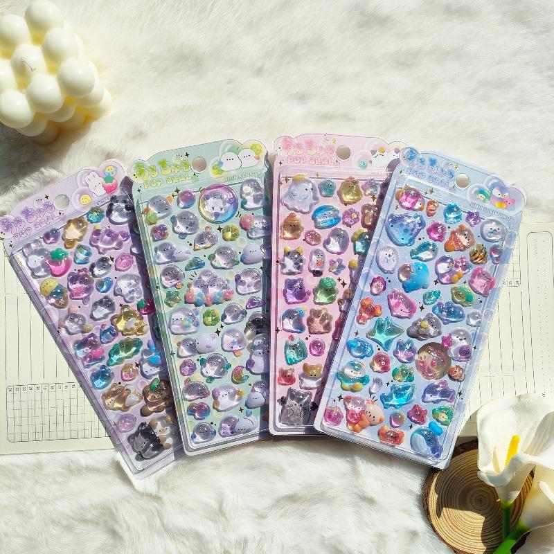 shiny crystal decorative stickers featuring cute animal and flower designs suitable for phone cases and laptop stickers