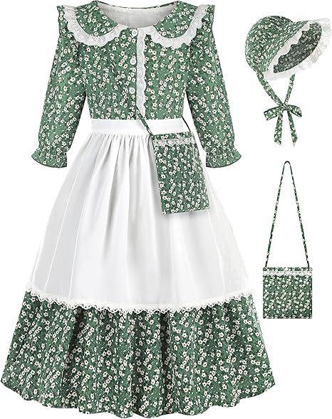 Девочки Цветочное Платье в Стиле Прейри с Фартуком и Шляпой для Детей