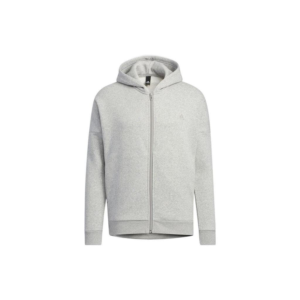 Adidas Сплошной цвет, простая куртка с капюшоном на молнии с буквенным принтом, топы унисекс, серый HM2683