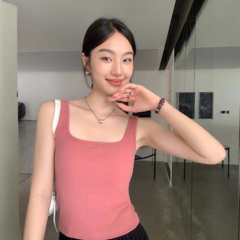 Basic One Cup Square Collar Autumn Winter Warm Small Vest Close To The Natural Inside with A Bottom Strap Underwear Woman