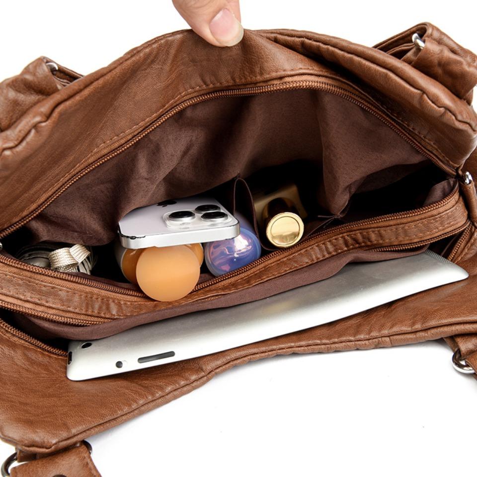 Ретро кожаная сумка через плечо женская сумка через плечо с множеством карманов модная женская сумка большой емкости новая сумка-мессенджер кошелек