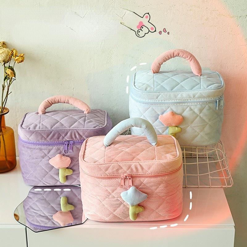 Большая вместительная сумка для хранения, дорожная косметичка, портативная косметичка-тюльпан, вельветовые косметички на молнии