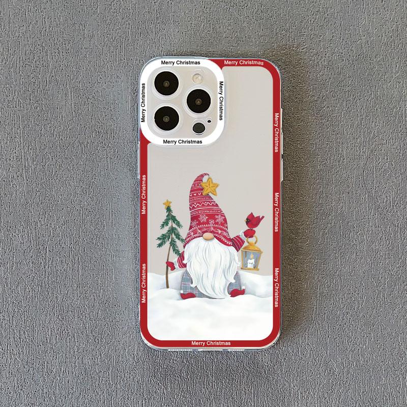 Новый год Рождество Санта-Клаус Прозрачный чехол для телефона для IPhone 15 Pro Max 14 13 12 11 Pro Max 15 14 7 8 Plus X XR XS Милый задний чехол