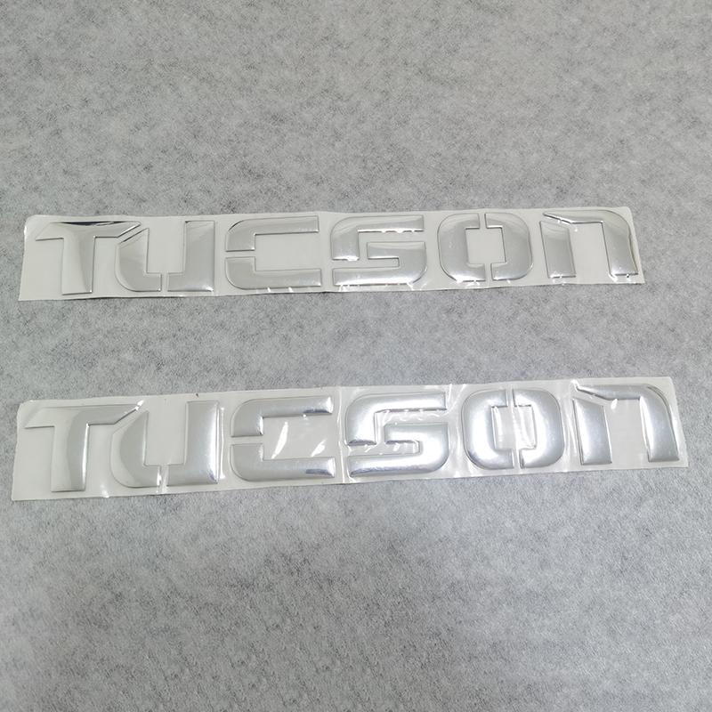 Chrome TUCSON Letter Car Emblem Badge Sticker Decal for Hyundai Tucson Front Rear Bumper Trunk Exterior Modification Accessory DD6