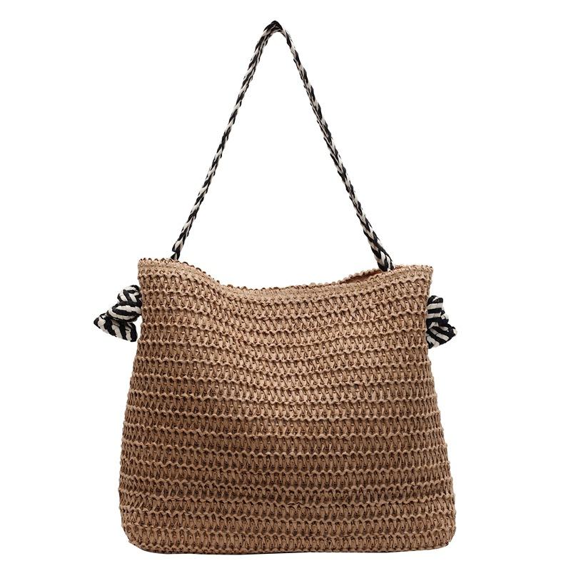 Большая вместительная соломенная сумка для женщин, сумка на плечо для отдыха на море, сумка-тоут для поездок на работу