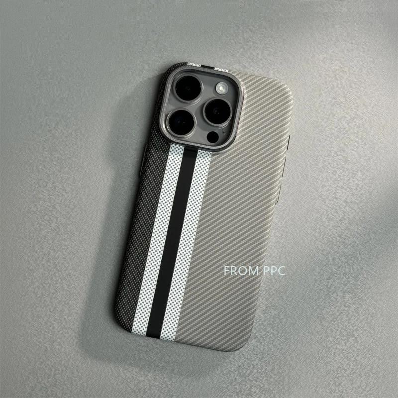 Магнитный чехол из углеродного волокна 17 Cover для iPhone 16 15 Pro Max Беспроводная зарядка Магниты Оболочка Сплав Кольцо для камеры Броня Funda