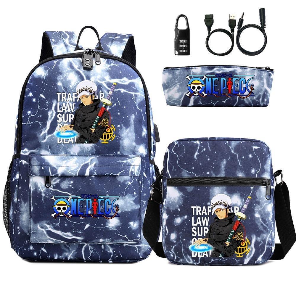 Riman ONE PIECE USB кодовый замок рюкзак студенческий школьный рюкзак сумка через плечо пенал набор из трех предметов для мужчин и женщин