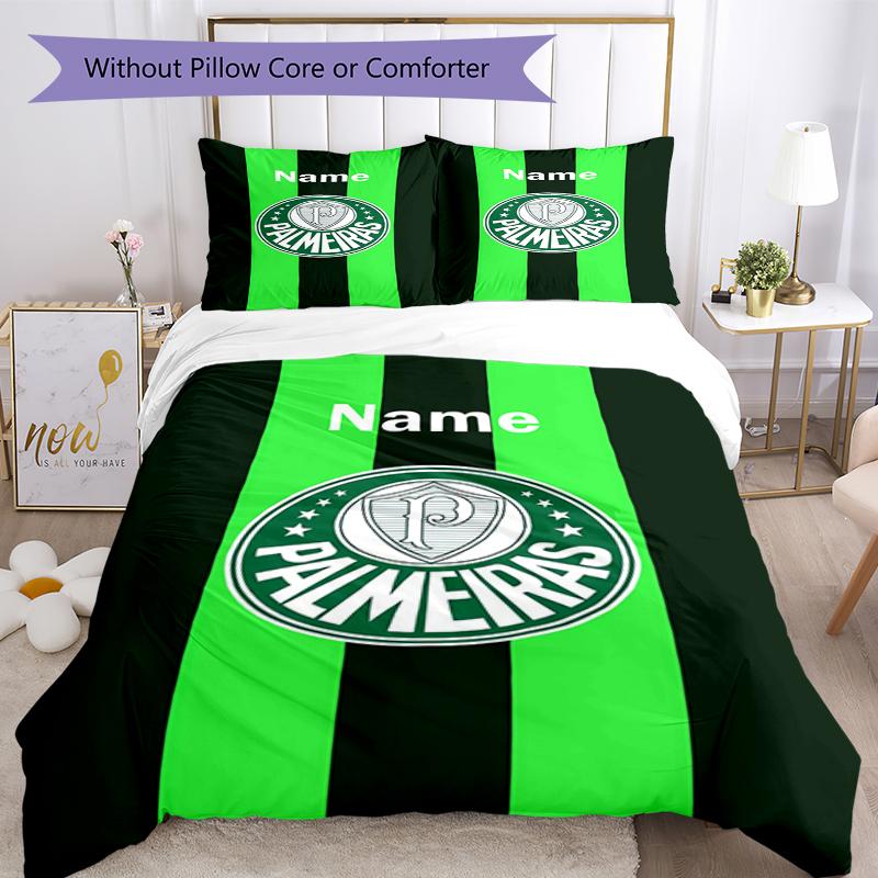 3pcs Custom Name Palmeiras Bedding Set Duvet Cover Closure Includes 1 Duvet Cover & 2 Pillowcases, Soft and Comfortable for All Seasons.