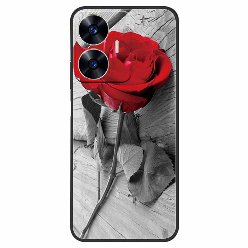 Чехол для телефона Realme C55 Черный Силиконовый Fundas Для Realme C55 RMX3710 ТПУ Мягкая Задняя Панель Coque Звезда Нарисована на RealmeC55 C 55