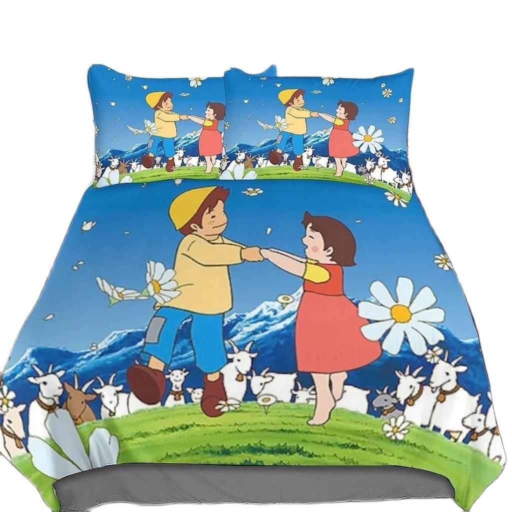 Постельный комплект Хайди, Постельное белье Хайди Девочка из Альп, Комплект пододеяльника Хайди и семья, Украшение спальни