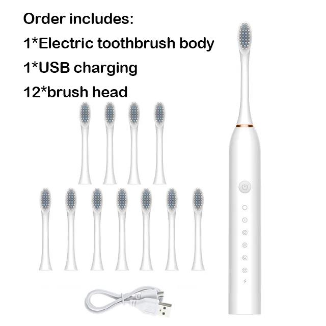 Electric Toothbrush Smart Timing Tooth Brush USB Rechargeable Teeth Clean Whitening Sonic Toothbrush With Replacement Head