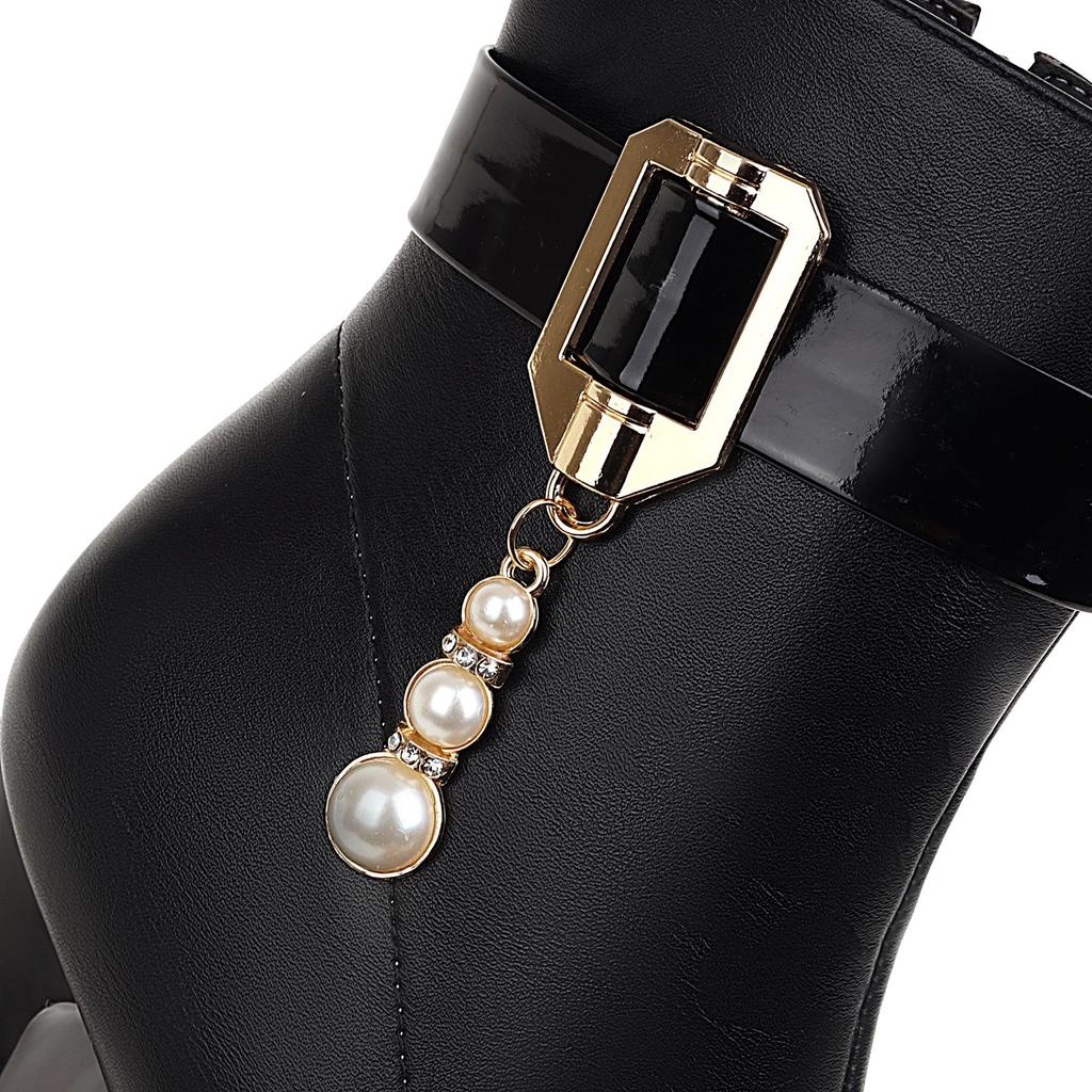 Women's High Heel Short Boots Autumn and Winter New Solid Color Waterproof Platform Thick Heel Large Martin Boots