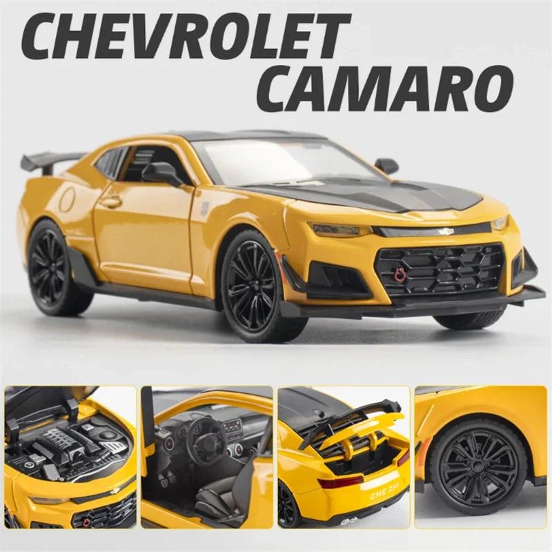 1/24 Chevrolet Camaro Alloy Die Cast Camaro Sports Car Model Toy Vehicle Simulation Sound Light Pull Back Collection Toys for Children Gifts