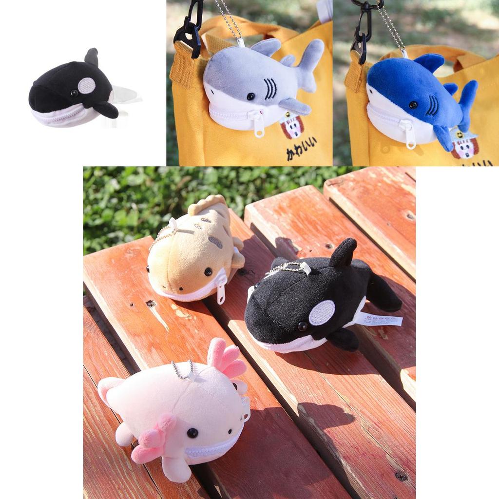 Cute Shark Blue Whale Orcinus Orca Plush Doll Pendant Wallet For Kids And Collectors