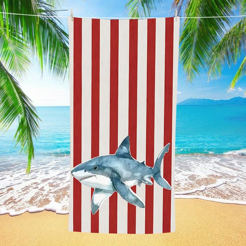 Cartoon Shark Beach Towel Oversized Microfiber Extra Large Quick Dry Sand Free Bath Towel Swim Pool Blanket For Kids Adults