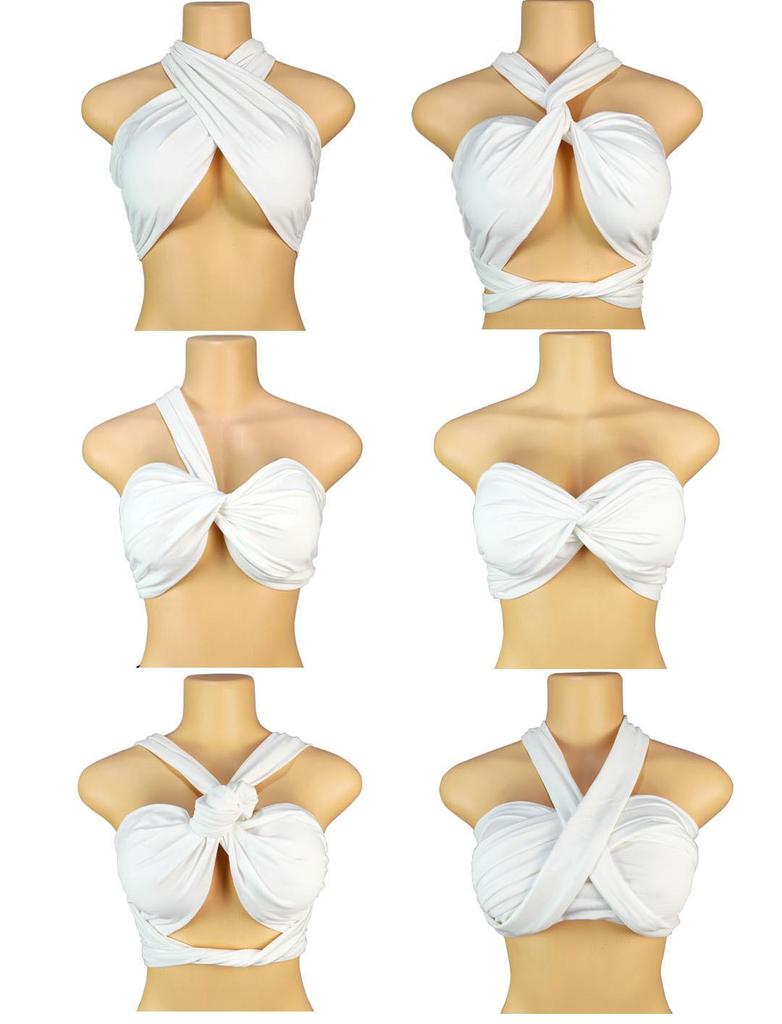 Spring Women's Solid Color Halter Neck Bandeau Top with Tie-up Chest Wrap