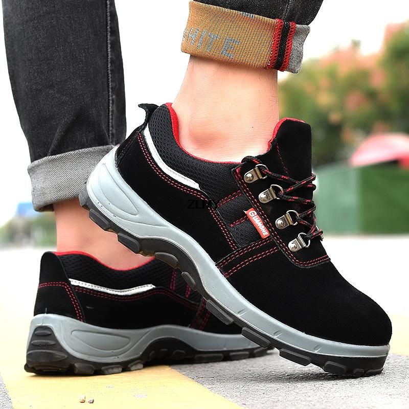 Защитная обувь для работы с защитой от проколов, мужские рабочие ботинки со стальным носком, противоударные строительные защитные ботинки, мужская защитная обувь с низким вырезом