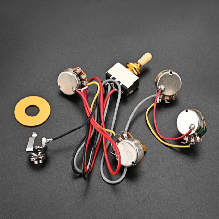 Готовый комплект проводки для гитары 3-позиционный A250K 2V 2T и гнездо Prewired Guitar Wiring Hareness