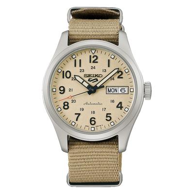 Часы SEIKO с автоматическим ручным заводом Overseas, модель бежевый нейлоновый ремешок SRPJ83K1, мужские [Товар]