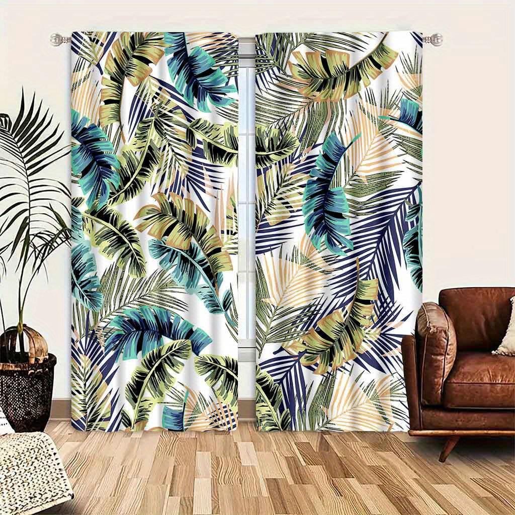 2 шт. Современные листовидные цветочные принты светофильтрующие шторы панели устойчивые к УФ-излучению легкие в уходе прозрачные шторы для спальни гостиной