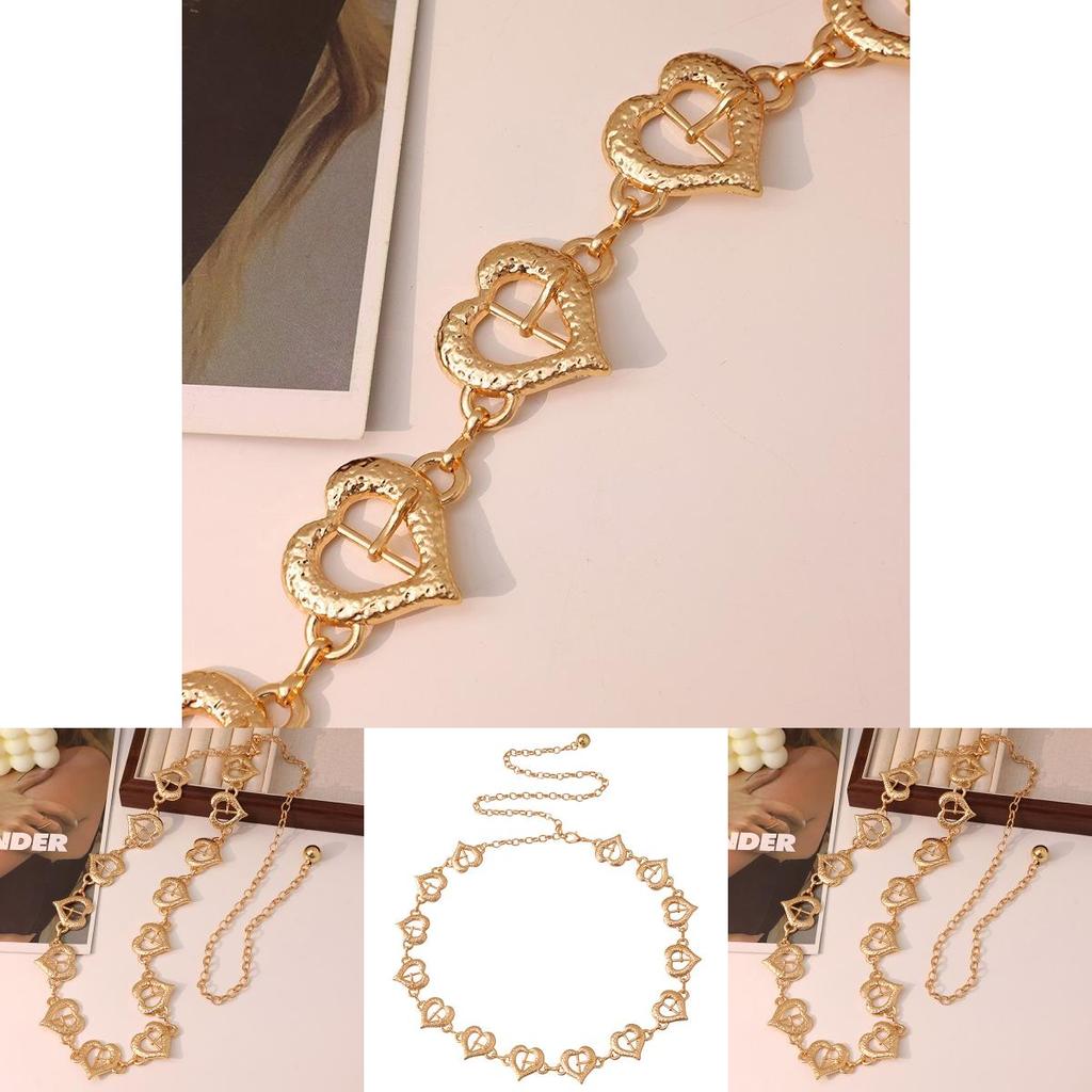 Modern Heart Pendant Metal Waist Chain With Engraving For Women Formal And Casual Outfits