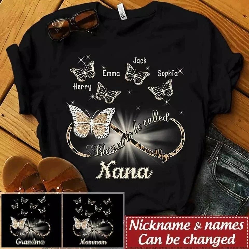 Personalized Grandma Butterfly Blessed To Be Called Nana T-shirt