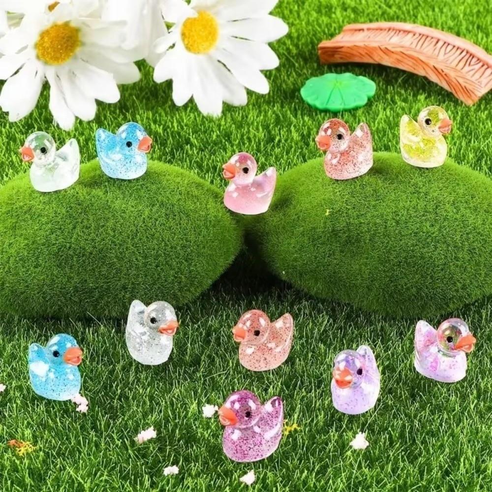 Mini Small Resin Duck Figure Toy Glittering Mini Tiny Ducks Miniature Duck Ornament  Garden Decor