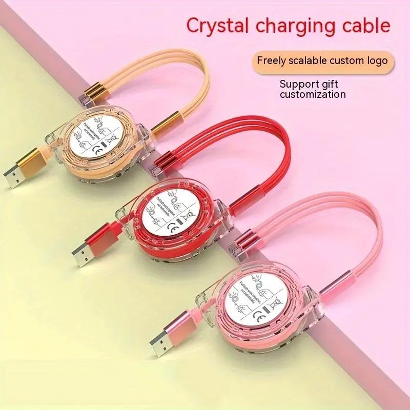 3 в 1 выдвижной USB-кабель типа C Micro USB для зарядки мобильного телефона, кабель для зарядки мобильного телефона, кабель для быстрой зарядки длиной 1 м