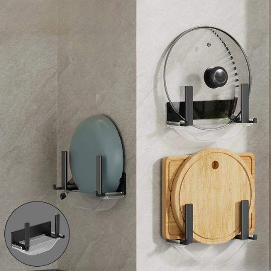 1/2/3/4 шт. Компактная настенная стойка для хранения кастрюль и кухонных принадлежностей с крючком и поддоном для воды