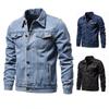 Mens Jeans Jacket Cotton Men Denim Jacket Casual Solid Color Lapel Single Breasted Jean Jackets Autumn Long Sleeve Mens Coat Top