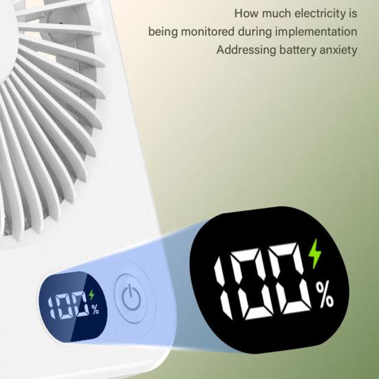 Портативный настольный вентилятор Перезаряжаемый постоянный вентилятор емкостью 1200 мАч с батарейным питанием и цифровым дисплеем Сверхтихий складной настольный вентилятор 5 регулируемых скоростей