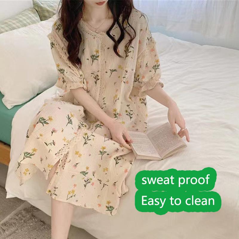 Пижама для девочек Милая милая маленькая сорочка с принтом в виде пузырьков из хлопка Ночная рубашка с кружевом Домашняя одежда для принцессы Ветер Женская домашняя одежда Платье