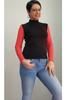 Женская стильная футболка большого размера с черными рукавами, полуводолазка с красными цветовыми блоками